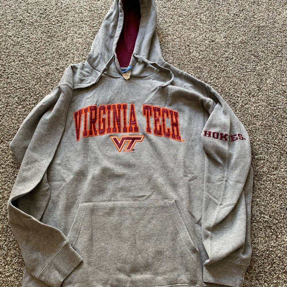 Mens L Gray Virginia Tech Hooded SweatShirt